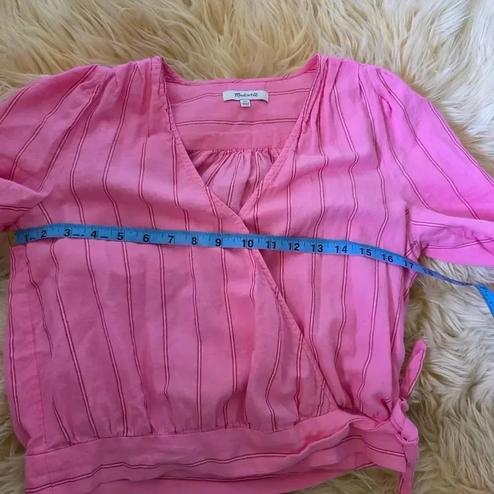 Madewell Cecilia Pink Striped Wrap Top XS